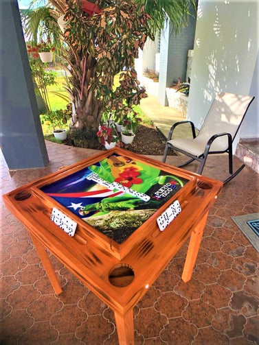 Puerto Rico Custom Domino Table with the Flag -Full